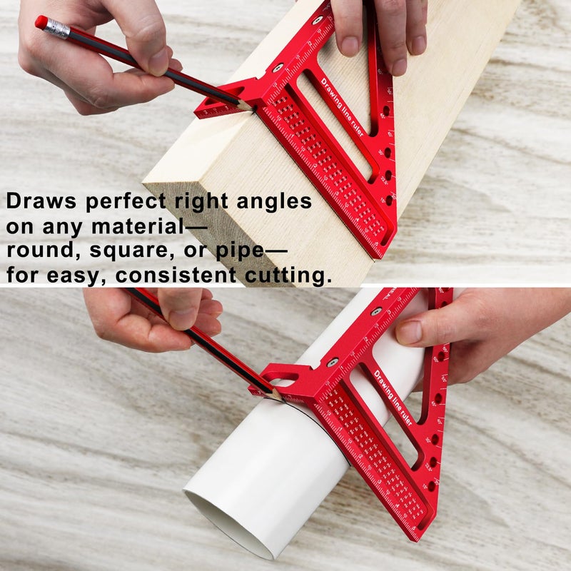 ViewReal Large Carpenter Square 6.5''x5.79''Protractor Ruler with 3D Multi-Angle Measuring and Scribing Features with Anti-Lost Pin for Accurate Woodworking & Construction - Image 5